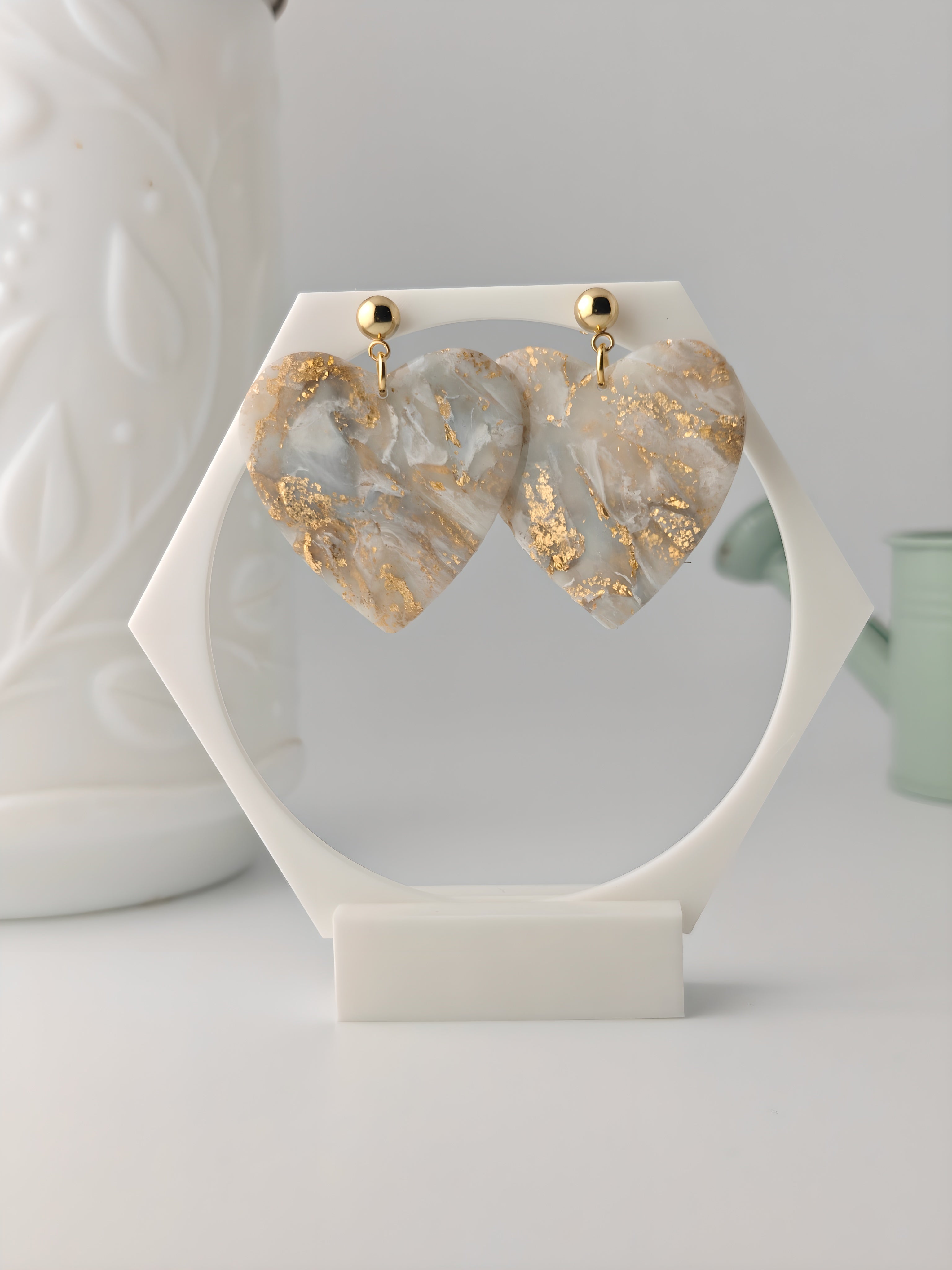 Lucile beige, boucles d'oreilles polymère — Ora Angers