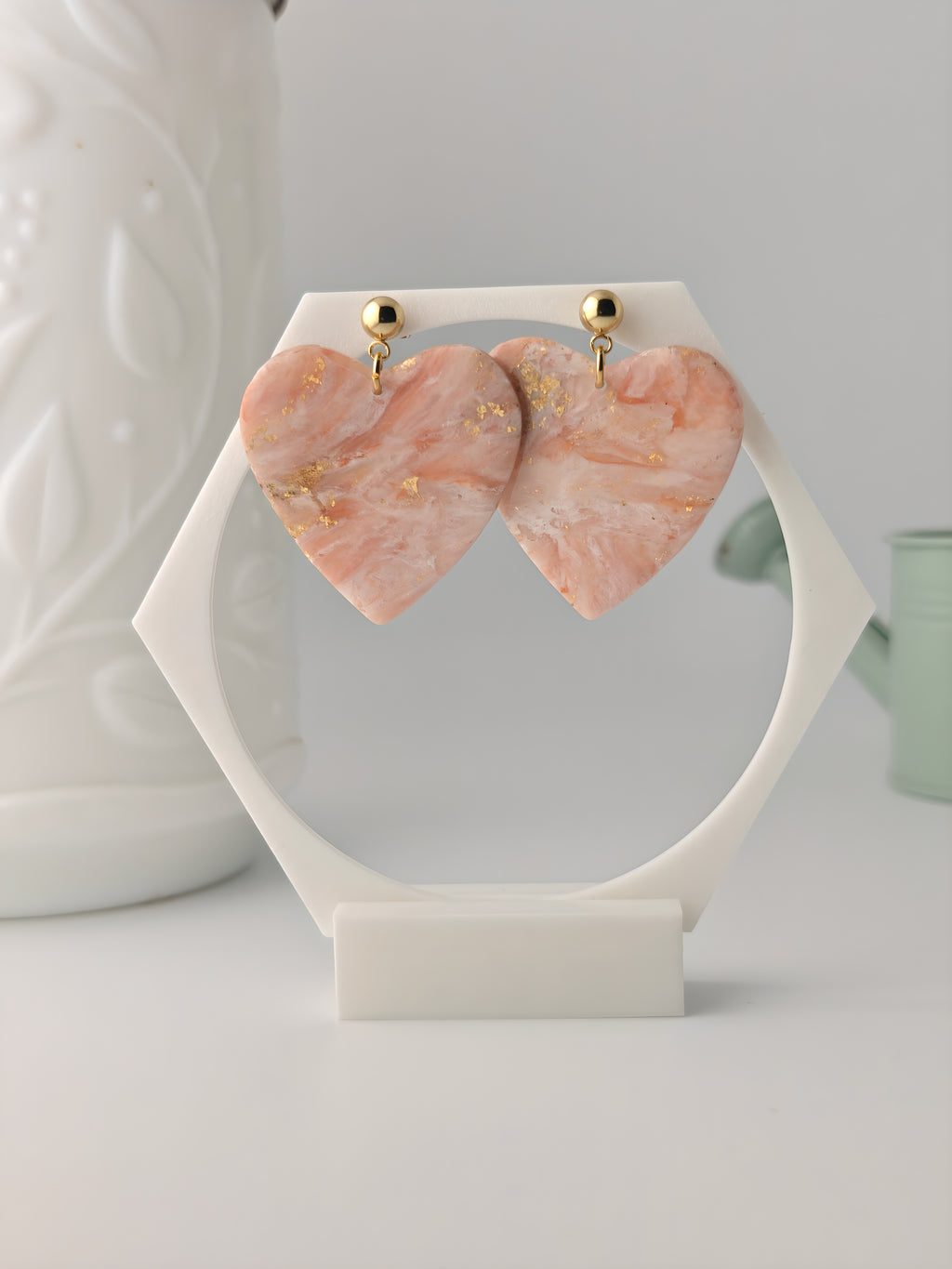Lucile peche, boucles d'oreilles polymère — Ora Angers