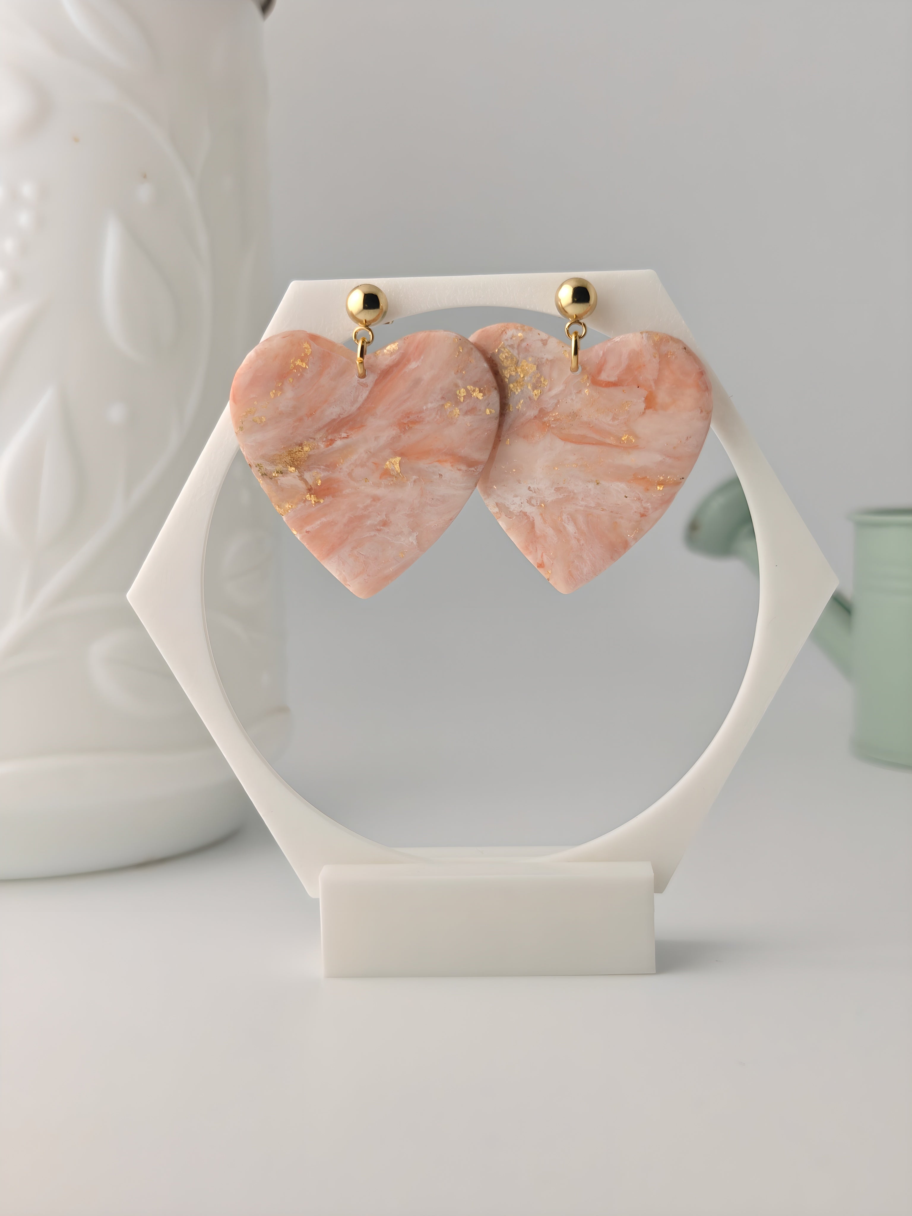 Lucile peche, boucles d'oreilles polymère — Ora Angers