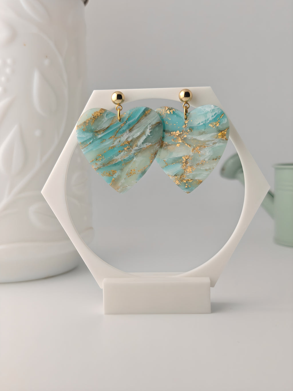 Lucile turquoise, boucles d'oreilles polymère — Ora Angers