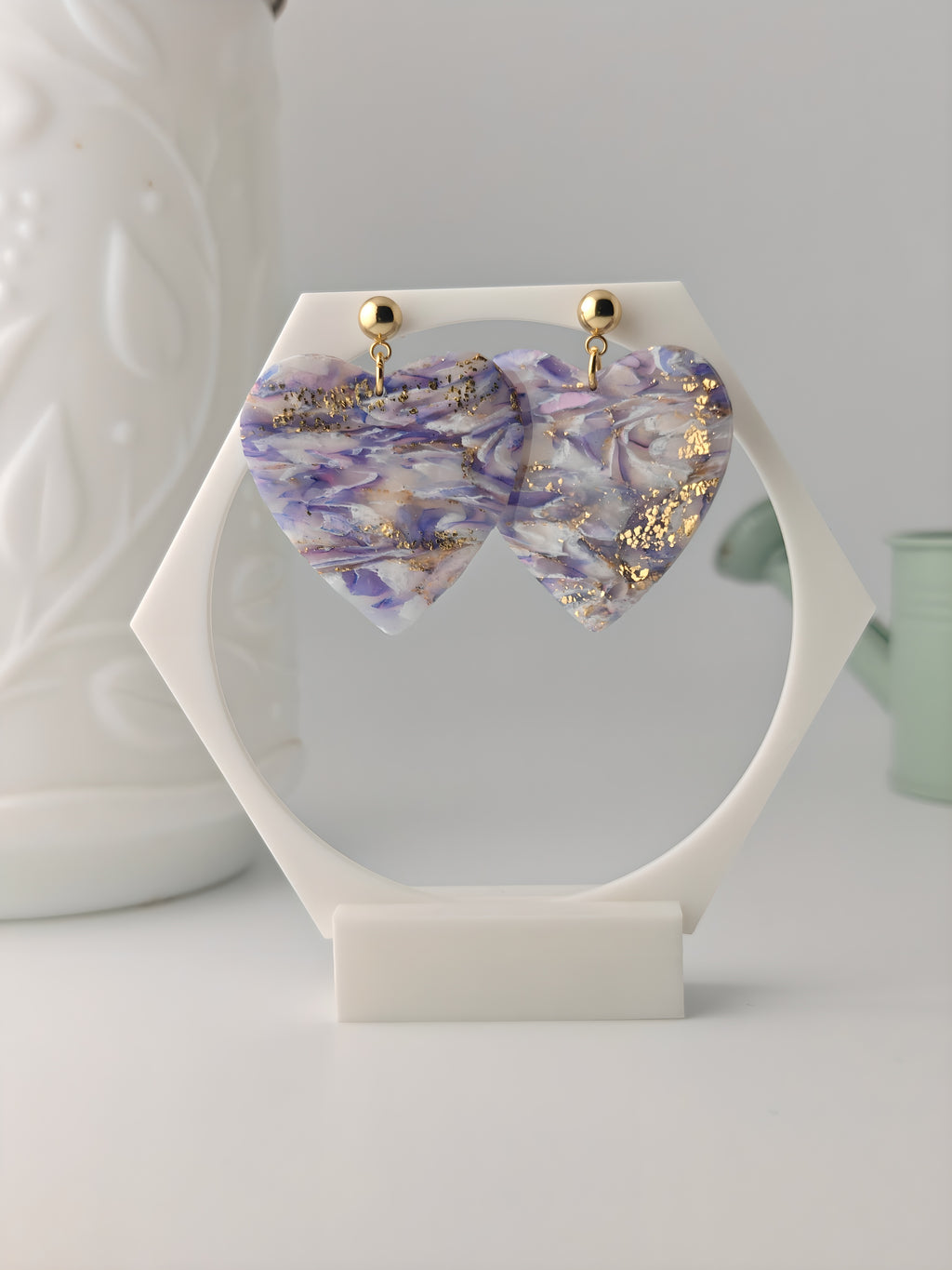 Lucile violet, boucles d'oreilles polymère — Ora Angers