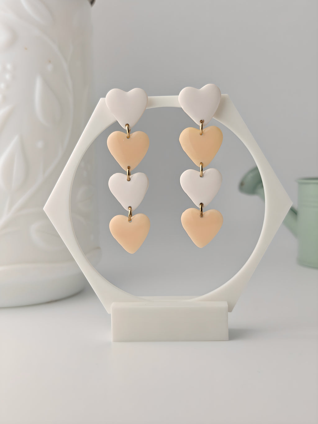 Valentine peche, boucles d'oreilles polymère — Ora Angers