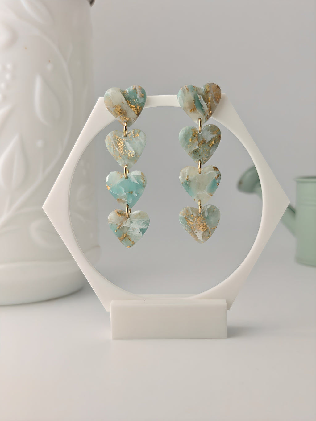 Valentine turquoise, boucles d'oreilles polymère — Ora Angers